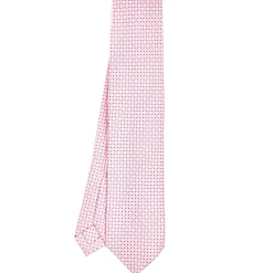 E.Marinella CRAVATTA SARTORIALE 5 PIEGHE IN SETA ROSA Microfantasia fiore Discount