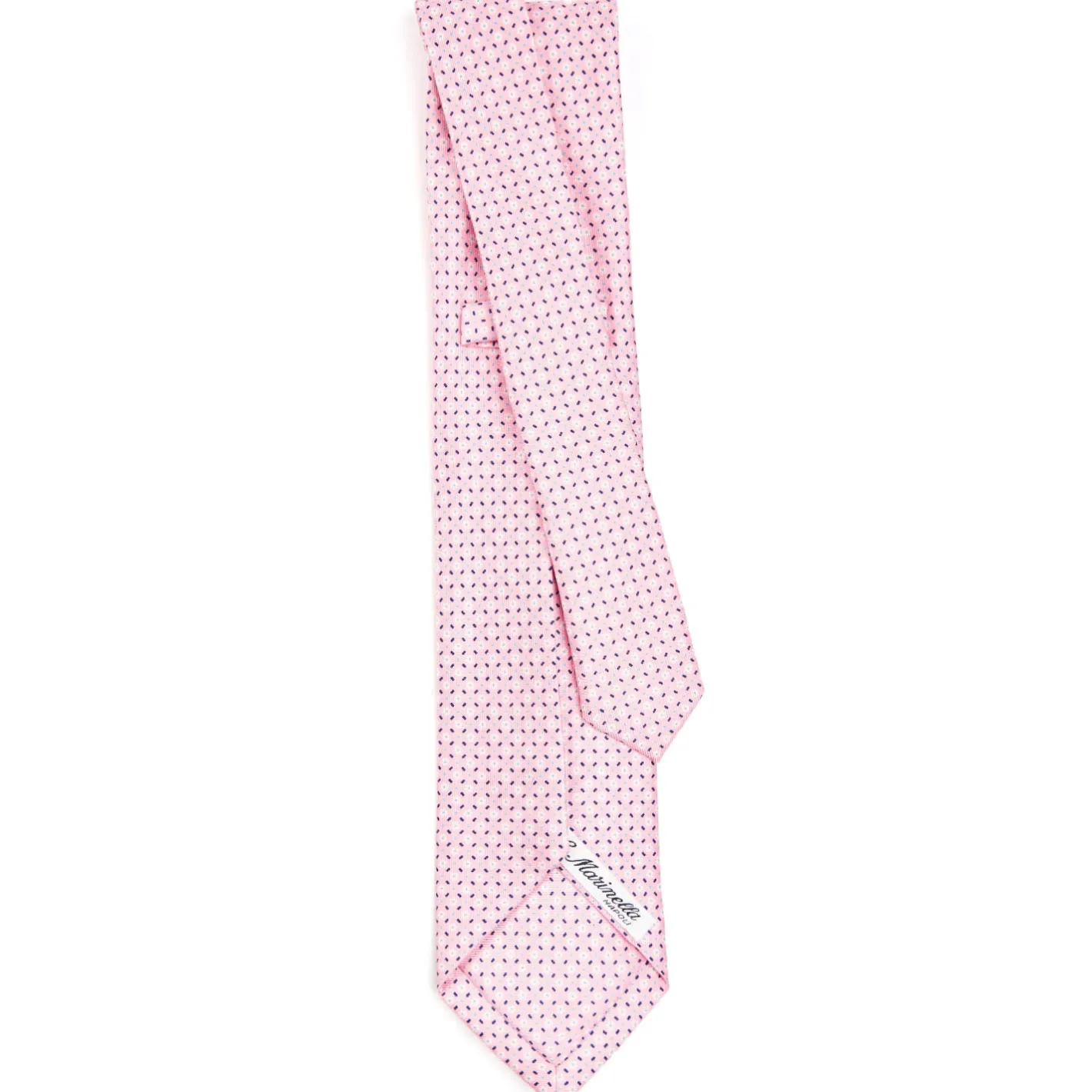 E.Marinella CRAVATTA SARTORIALE 5 PIEGHE IN SETA ROSA Microfantasia fiore Discount