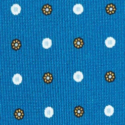 E.Marinella CRAVATTA SARTORIALE 9 PIEGHE IN SETA BLU MEDIO Microfantasia fiore Clearance