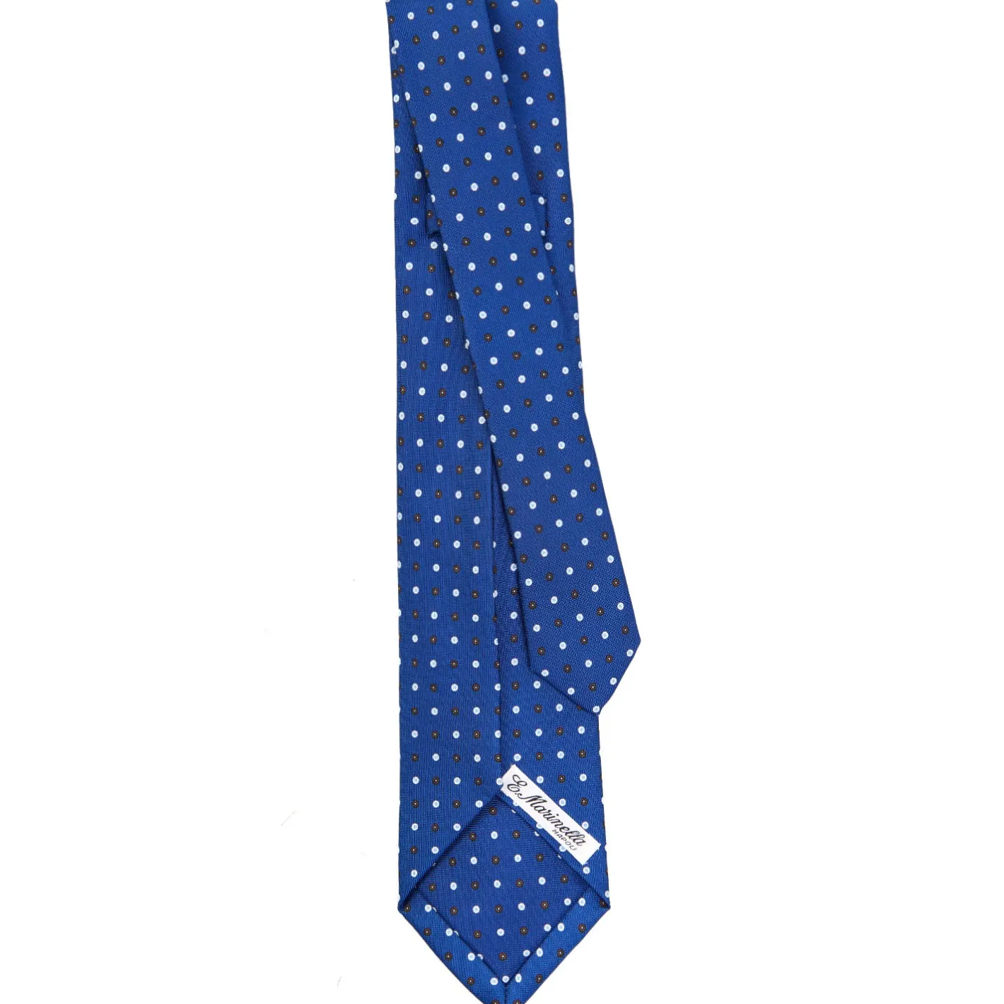E.Marinella CRAVATTA SARTORIALE 9 PIEGHE IN SETA BLU Microfantasia fiore Sale