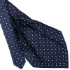E.Marinella CRAVATTA SARTORIALE 9 PIEGHE IN SETA BLU SCURO Microfantasia fiore Outlet