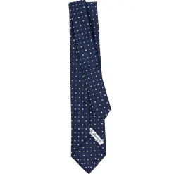 E.Marinella CRAVATTA SARTORIALE 9 PIEGHE IN SETA BLU SCURO Microfantasia fiore Outlet