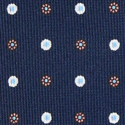 E.Marinella CRAVATTA SARTORIALE 9 PIEGHE IN SETA BLU SCURO Microfantasia fiore Outlet