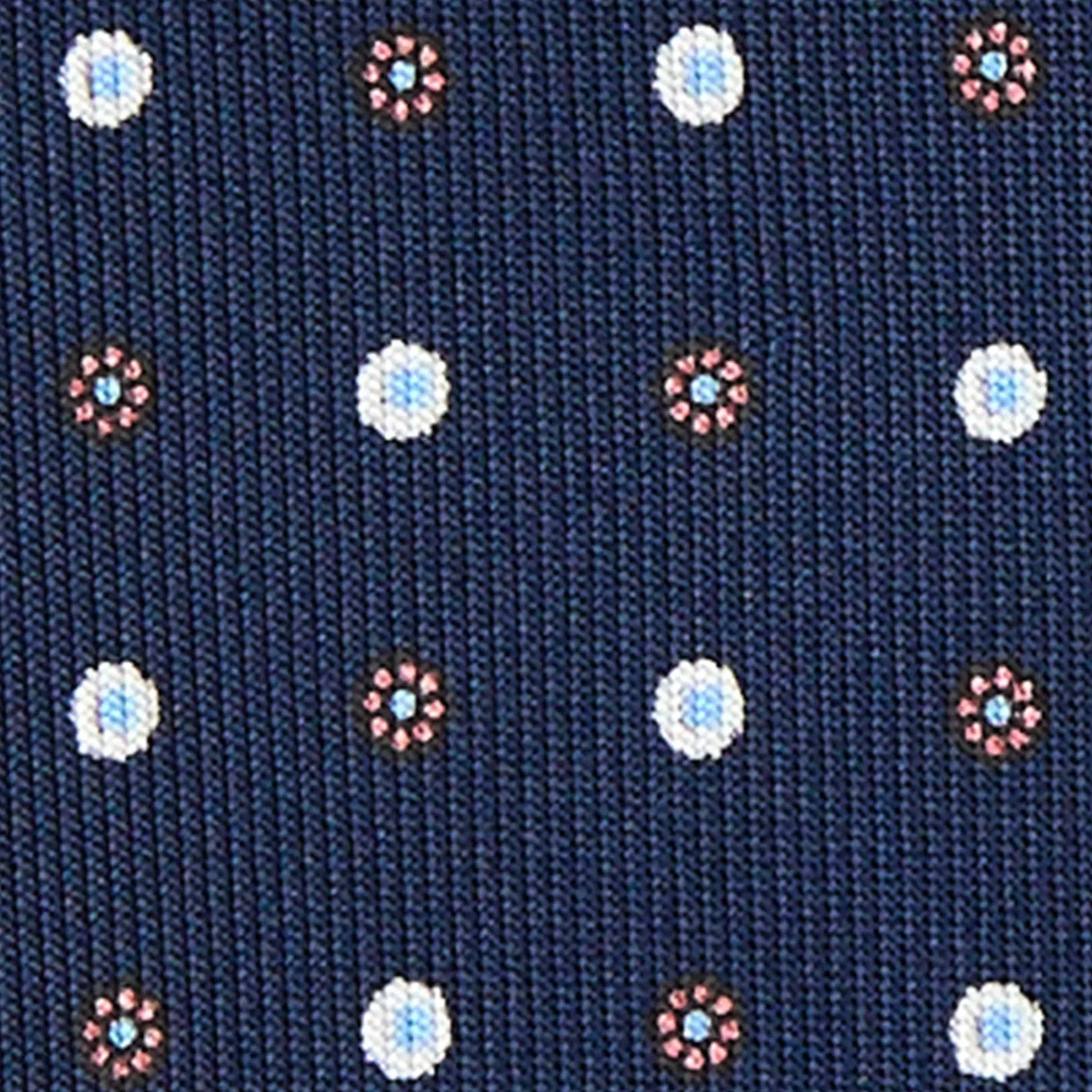 E.Marinella CRAVATTA SARTORIALE 9 PIEGHE IN SETA BLU SCURO Microfantasia fiore Outlet
