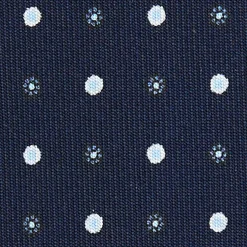 E.Marinella CRAVATTA SARTORIALE 9 PIEGHE IN SETA BLU SCURO Microfantasia fiore Hot