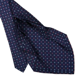 E.Marinella CRAVATTA SARTORIALE 9 PIEGHE IN SETA BLU SCURO Microfantasia fiore