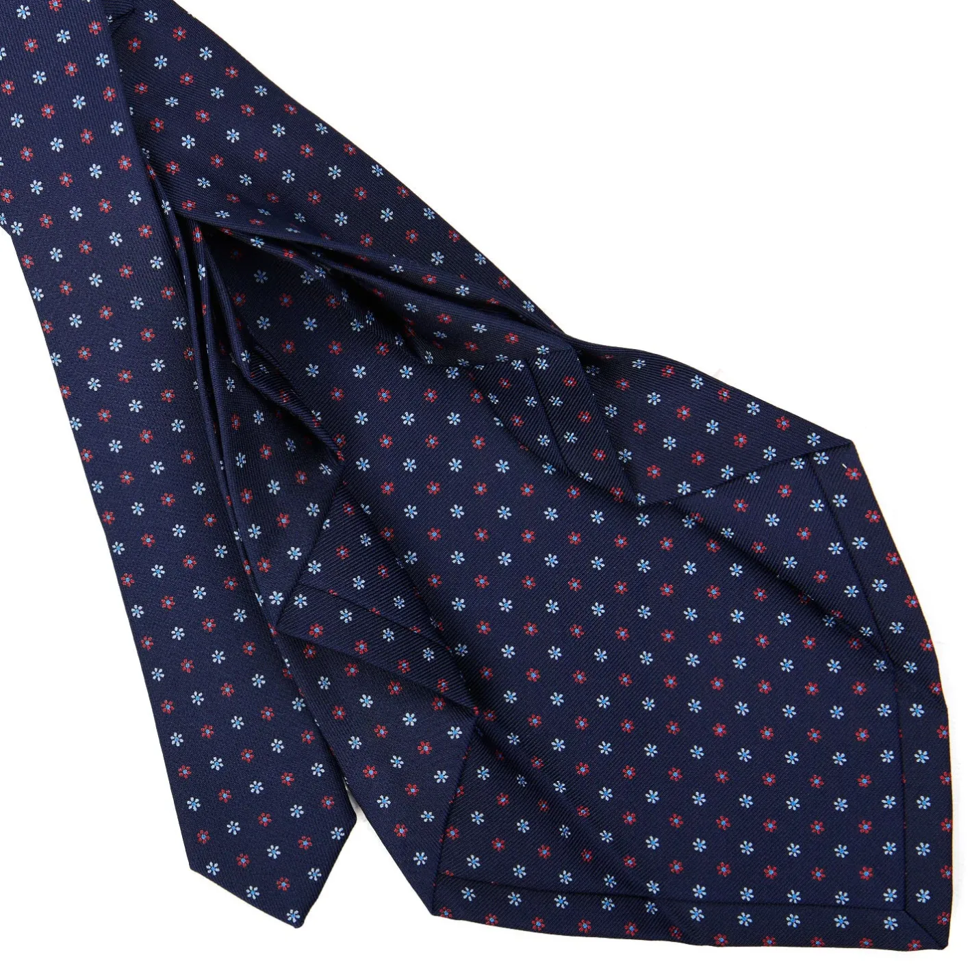 E.Marinella CRAVATTA SARTORIALE 9 PIEGHE IN SETA BLU SCURO Microfantasia fiore