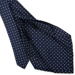 E.Marinella CRAVATTA SARTORIALE 9 PIEGHE IN SETA BLU SCURO Microfantasia fiore Sale
