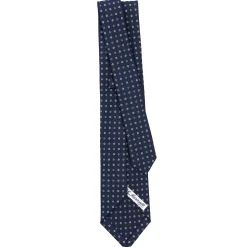 E.Marinella CRAVATTA SARTORIALE 9 PIEGHE IN SETA BLU SCURO Microfantasia fiore Sale