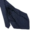 E.Marinella CRAVATTA SARTORIALE 9 PIEGHE IN SETA BLU SCURO Microfantasia fiore Discount