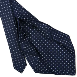 E.Marinella CRAVATTA SARTORIALE 9 PIEGHE IN SETA BLU SCURO Microfantasia fiore Discount