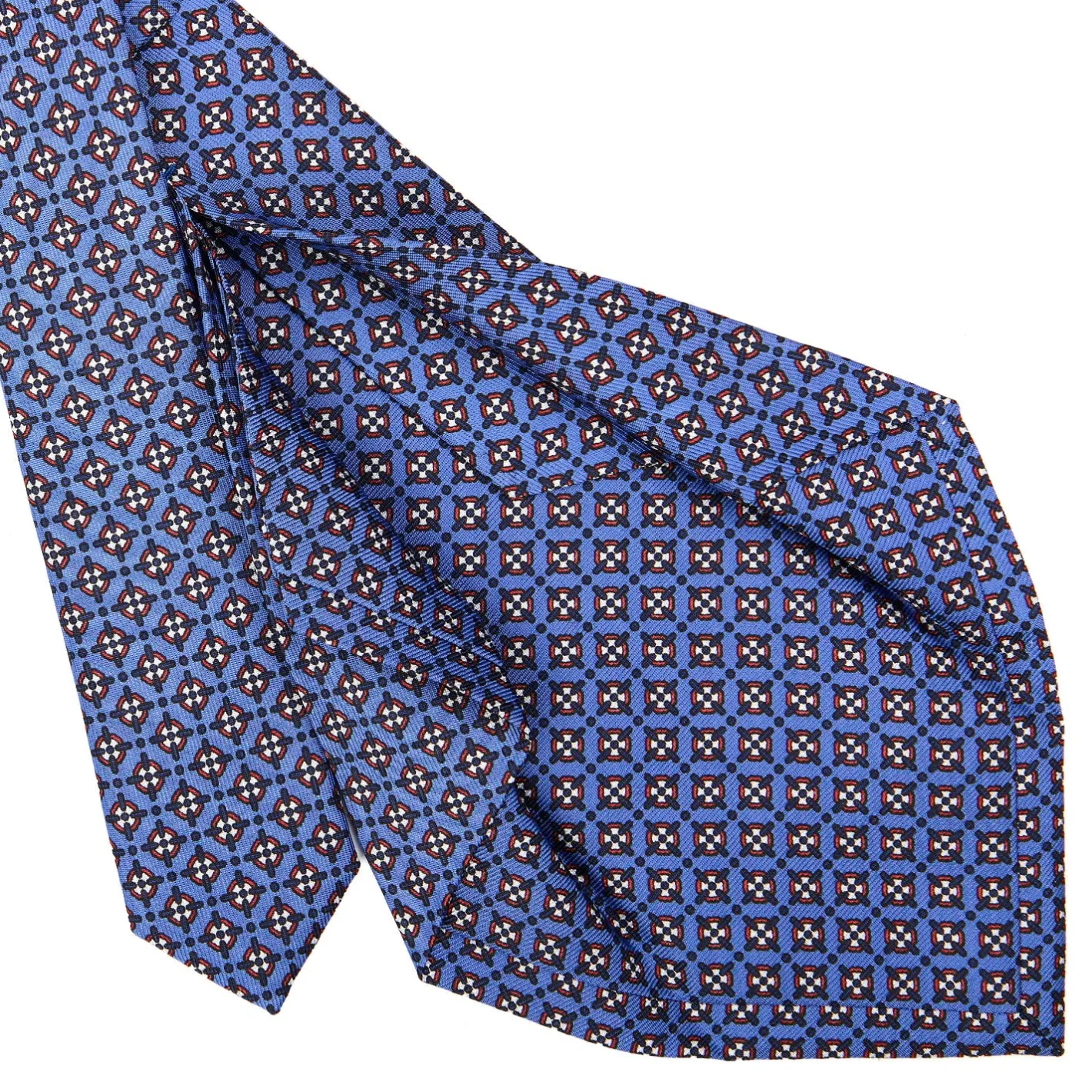 E.Marinella CRAVATTA SARTORIALE 5 PIEGHE IN SETA AZZURRO POLVERE Microfantasia fiore Online