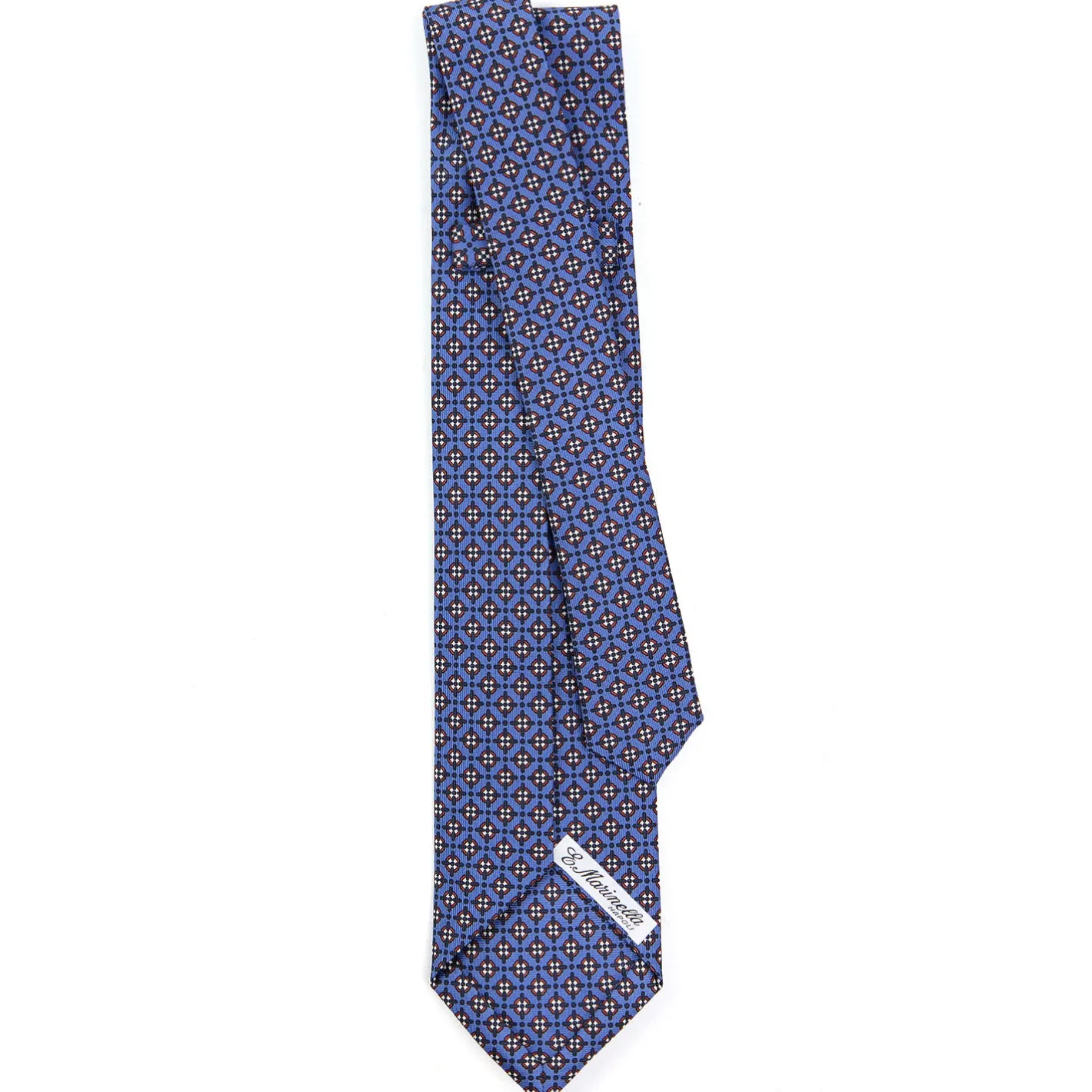 E.Marinella CRAVATTA SARTORIALE 5 PIEGHE IN SETA AZZURRO POLVERE Microfantasia fiore Online