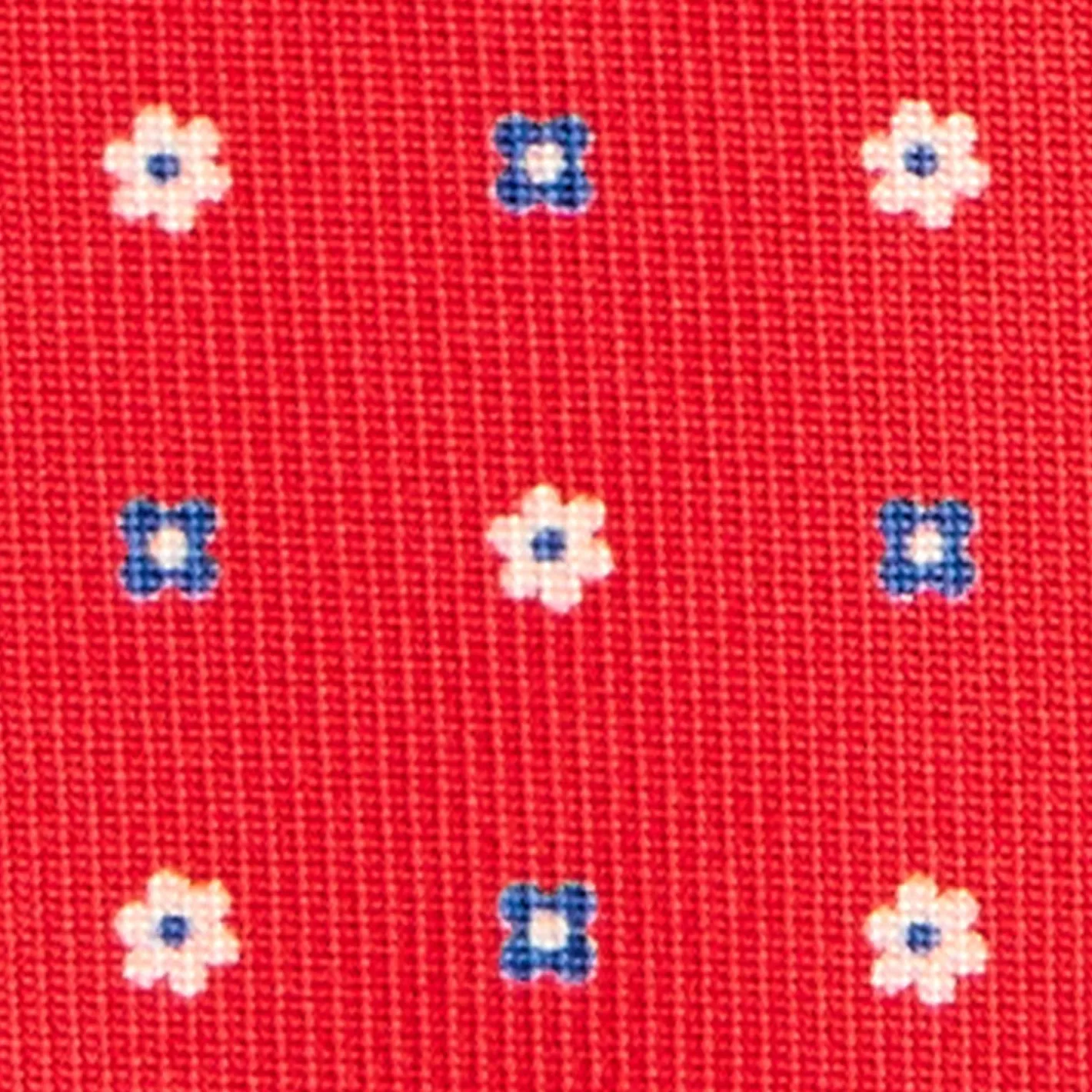 E.Marinella CRAVATTA SARTORIALE 9 PIEGHE IN SETA ROSSA Microfantasia fiore New