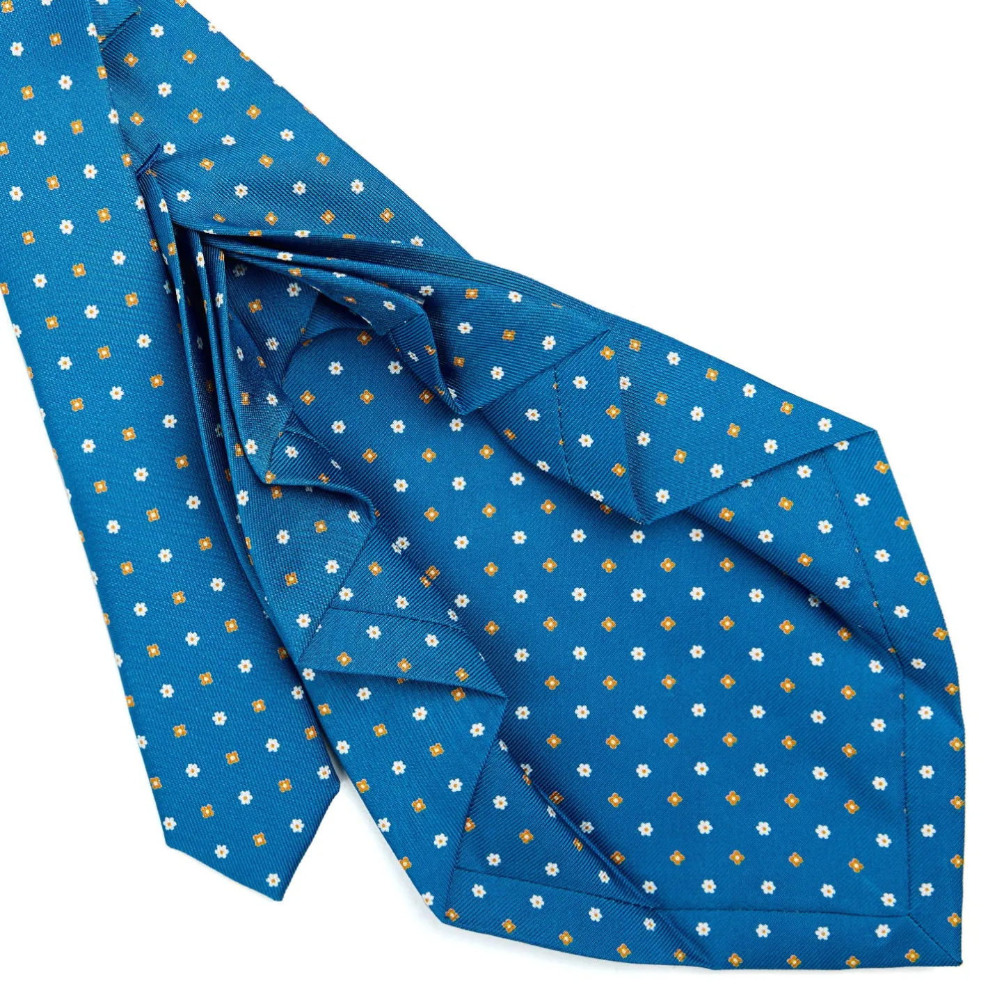 E.Marinella CRAVATTA SARTORIALE 9 PIEGHE IN SETA BLU MEDIO Microfantasia fiore Online