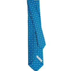 E.Marinella CRAVATTA SARTORIALE 9 PIEGHE IN SETA BLU MEDIO Microfantasia fiore Online