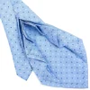 E.Marinella CRAVATTA SARTORIALE 9 PIEGHE IN SETA AZZURRA Microfantasia fiore Hot