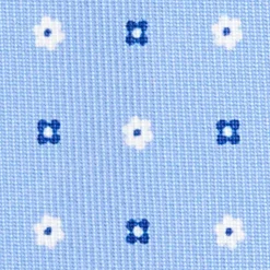 E.Marinella CRAVATTA SARTORIALE 9 PIEGHE IN SETA AZZURRA Microfantasia fiore Hot