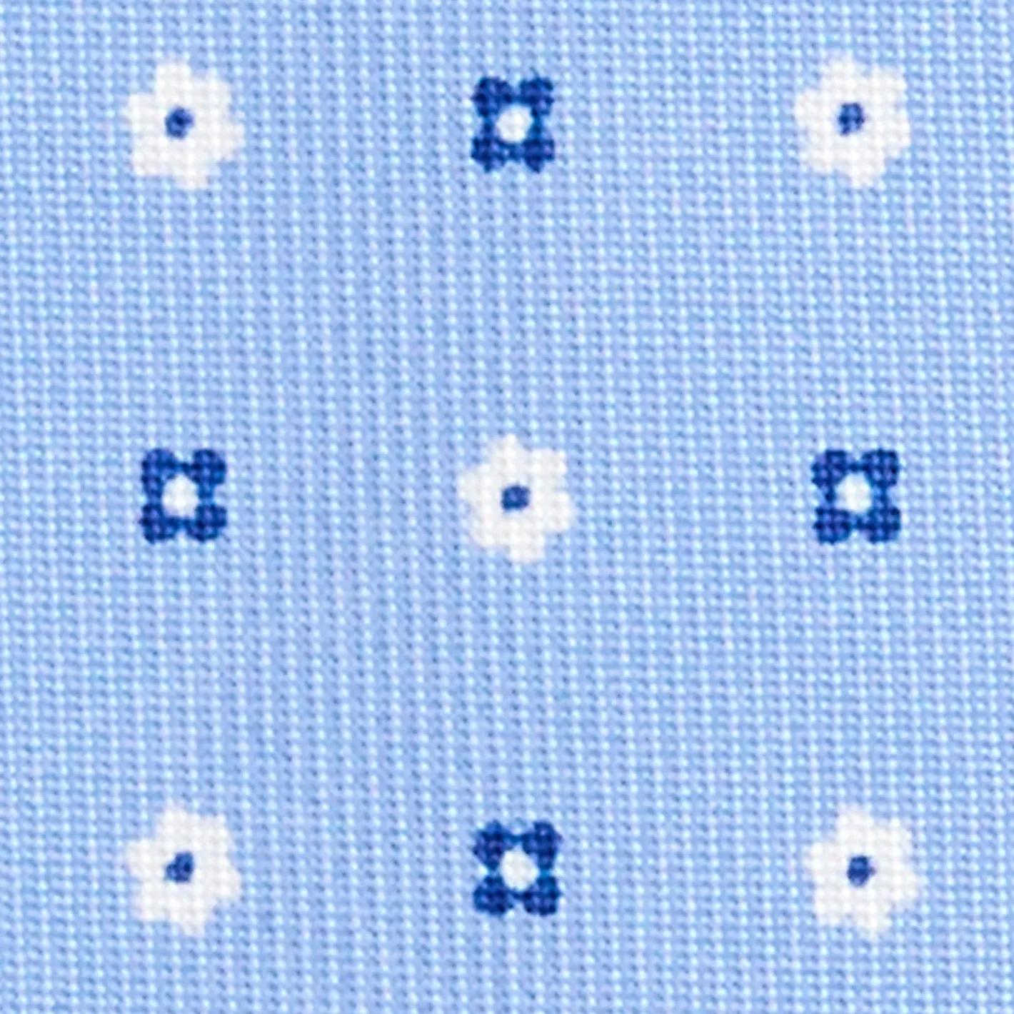 E.Marinella CRAVATTA SARTORIALE 9 PIEGHE IN SETA AZZURRA Microfantasia fiore Hot