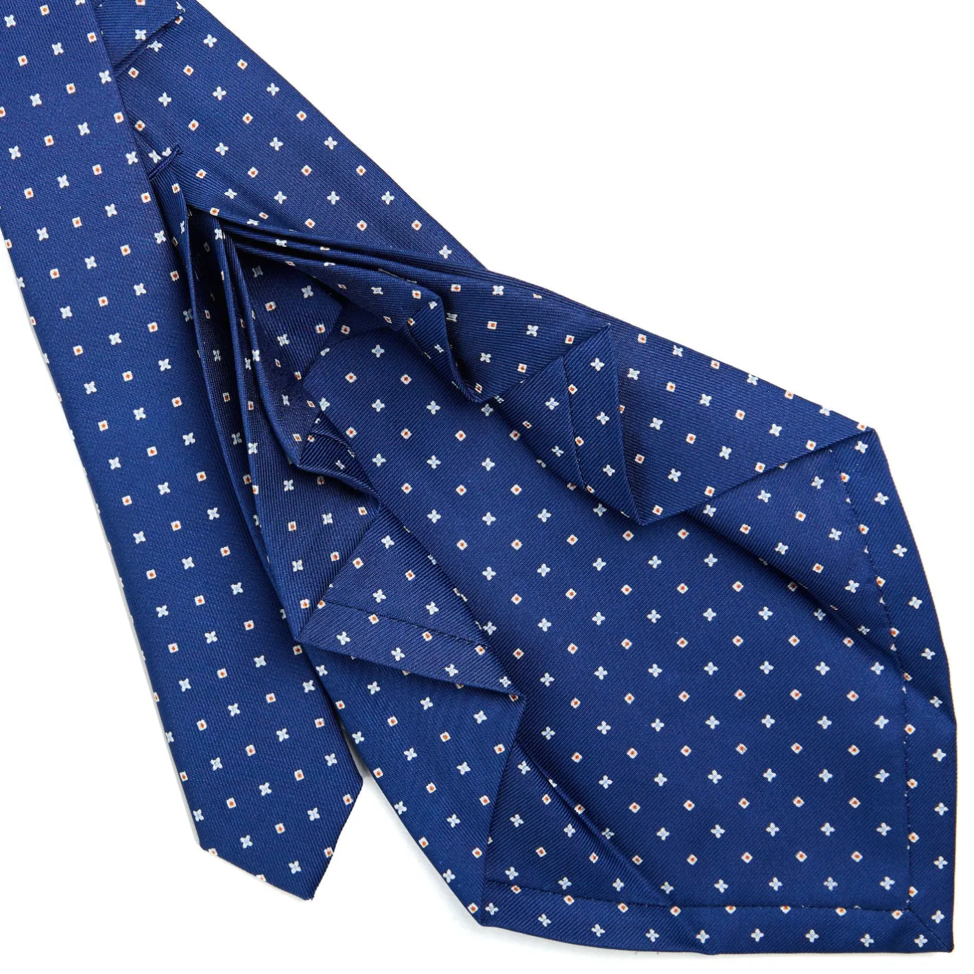 E.Marinella CRAVATTA SARTORIALE 9 PIEGHE IN SETA BLU Microfantasia fiore Online