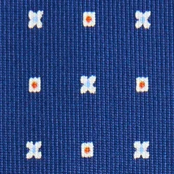 E.Marinella CRAVATTA SARTORIALE 9 PIEGHE IN SETA BLU Microfantasia fiore Online