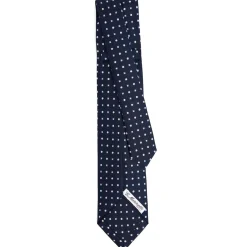 E.Marinella CRAVATTA SARTORIALE 9 PIEGHE IN SETA BLU SCURO Microfantasia fiore Hot