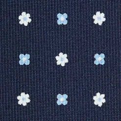 E.Marinella CRAVATTA SARTORIALE 9 PIEGHE IN SETA BLU SCURO Microfantasia fiore Hot