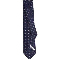 E.Marinella CRAVATTA SARTORIALE 9 PIEGHE IN SETA BLU SCURO Microfantasia fiore Discount