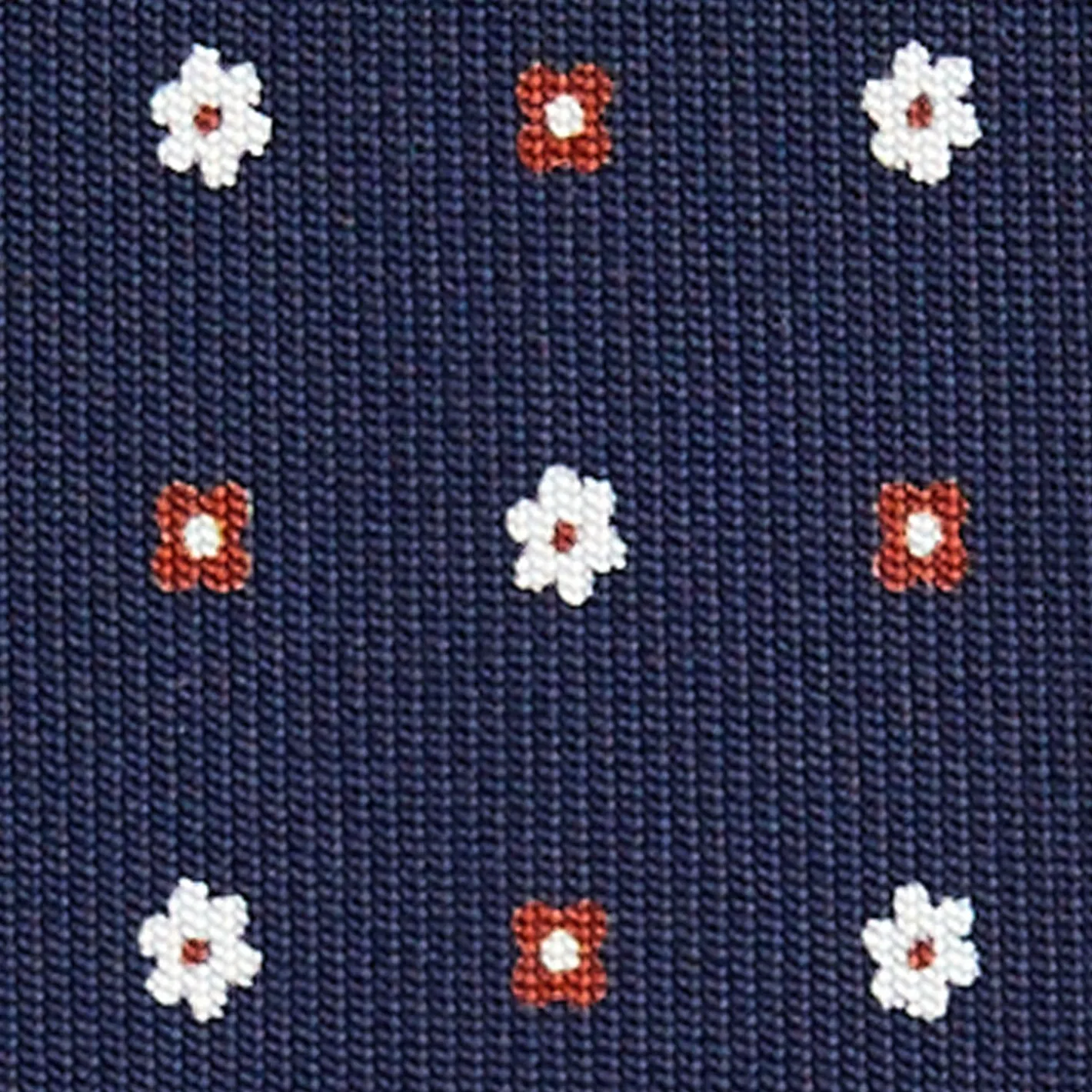 E.Marinella CRAVATTA SARTORIALE 9 PIEGHE IN SETA BLU SCURO Microfantasia fiore Discount