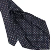 E.Marinella CRAVATTA SARTORIALE 9 PIEGHE IN SETA BLU SCURO Microfantasia fiore Hot