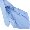 E.Marinella CRAVATTA SARTORIALE 9 PIEGHE IN SETA AZZURRA Microfantasia fiore Outlet
