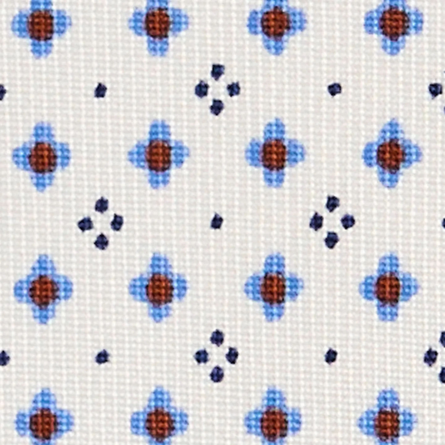 E.Marinella CRAVATTA SARTORIALE 5 PIEGHE IN SETA BIANCA Microfantasia fiore Discount