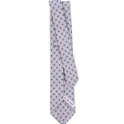 E.Marinella CRAVATTA SARTORIALE 5 PIEGHE IN SETA GRIGIO CHIARO Microfantasia fiore Discount