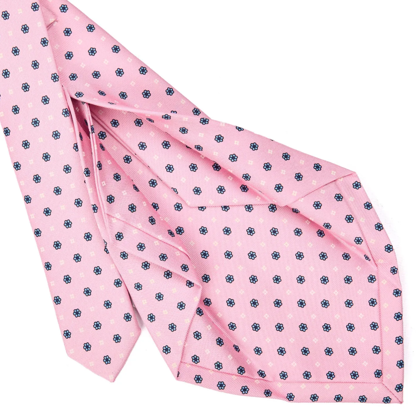 E.Marinella CRAVATTA SARTORIALE 5 PIEGHE IN SETA ROSA Microfantasia fiore Hot