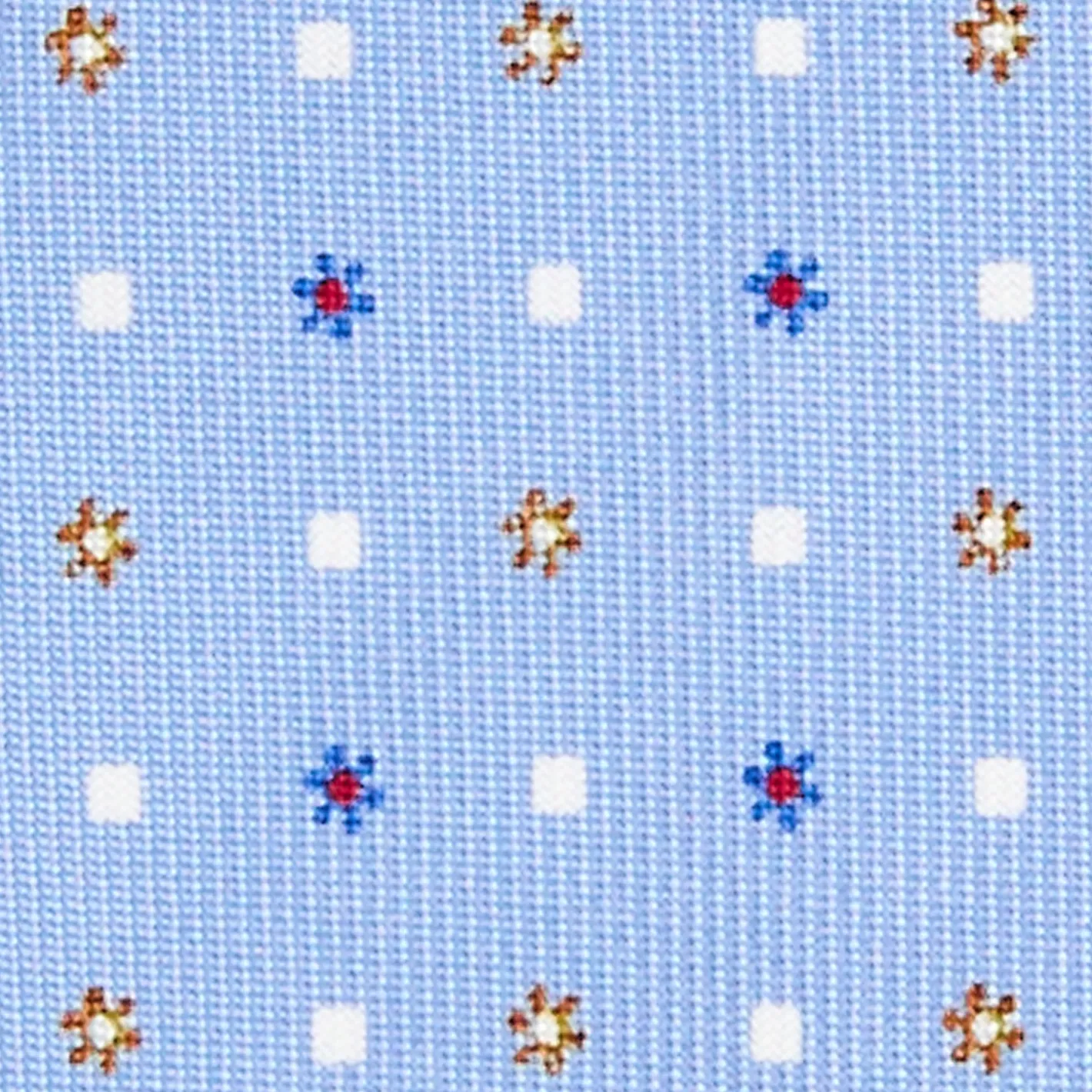 E.Marinella CRAVATTA SARTORIALE 9 PIEGHE IN SETA AZZURRA Microfantasia fiore Best