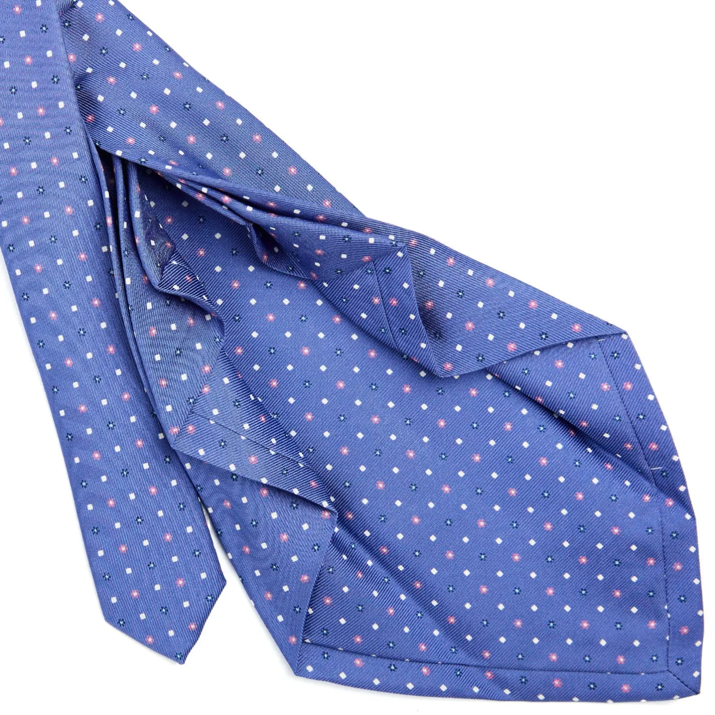 E.Marinella CRAVATTA SARTORIALE 9 PIEGHE IN SETA AZZURRO POLVERE Microfantasia fiore Hot