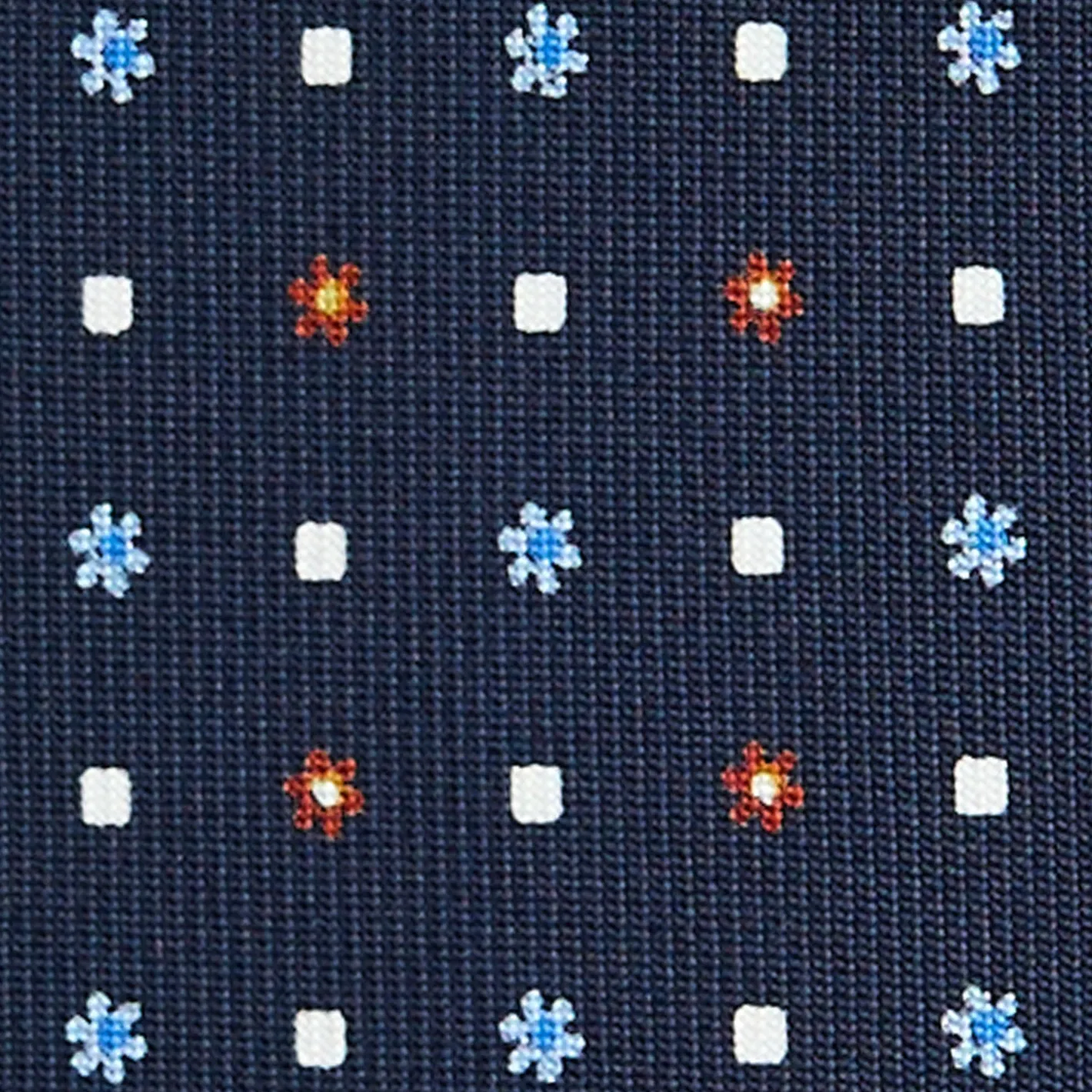 E.Marinella CRAVATTA SARTORIALE 9 PIEGHE IN SETA BLU SCURO Microfantasia fiore Clearance