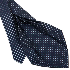 E.Marinella CRAVATTA SARTORIALE 9 PIEGHE IN SETA BLU SCURO Microfantasia fiore New