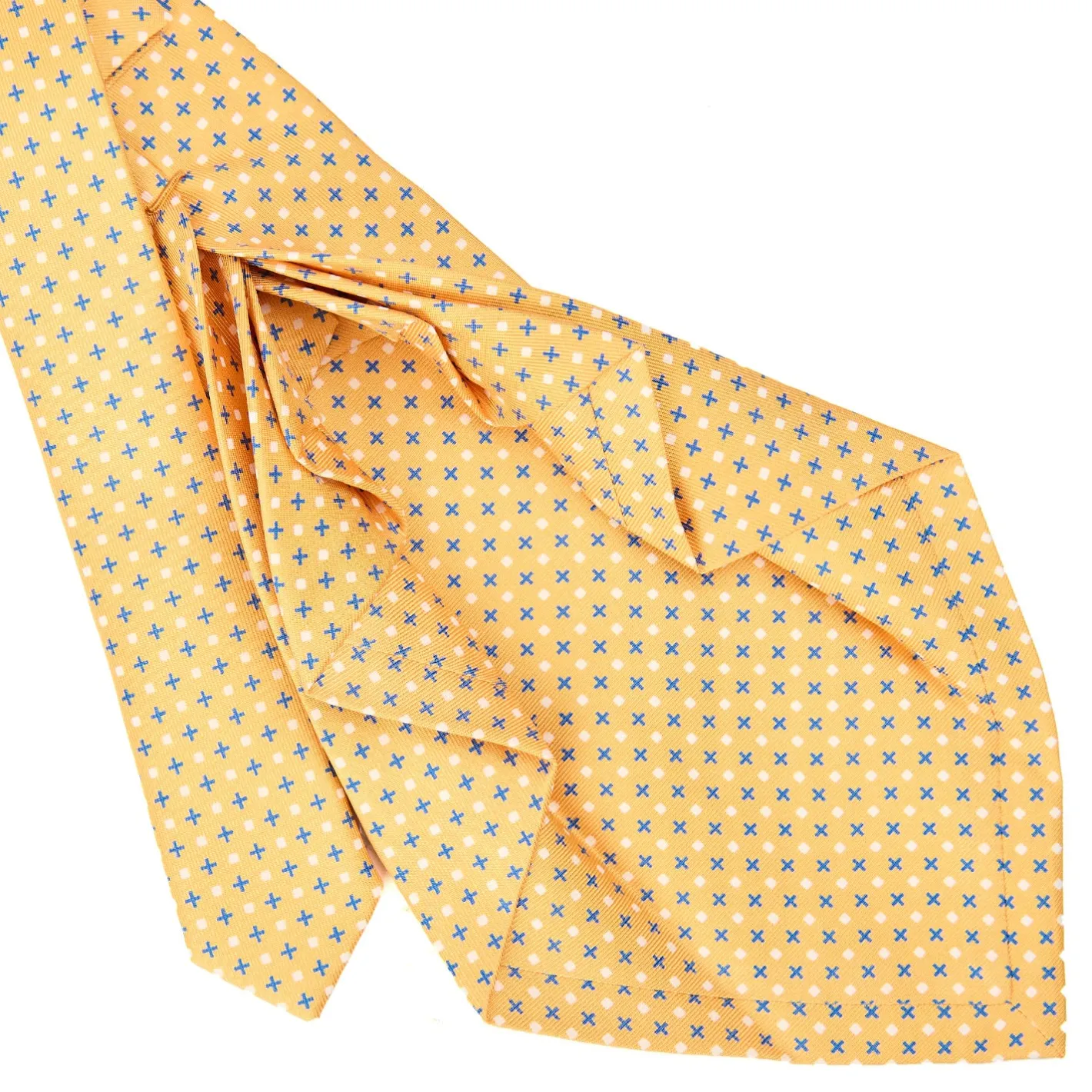 E.Marinella CRAVATTA SARTORIALE 9 PIEGHE IN SETA GIALLA Microfantasia fiore Online