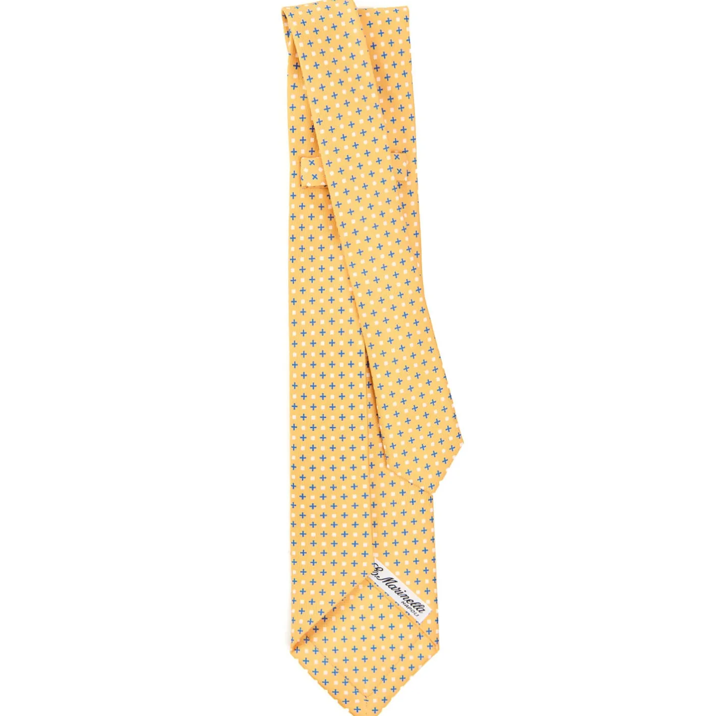 E.Marinella CRAVATTA SARTORIALE 9 PIEGHE IN SETA GIALLA Microfantasia fiore Online