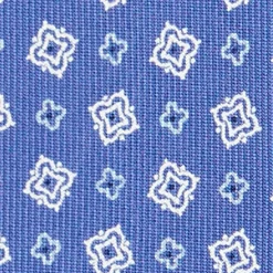 E.Marinella CRAVATTA SARTORIALE 9 PIEGHE IN SETA AZZURRO POLVERE Microfantasia fiore Clearance