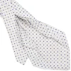 E.Marinella CRAVATTA SARTORIALE 9 PIEGHE IN SETA BIANCA Microfantasia fiore Clearance