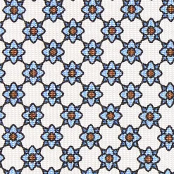 E.Marinella CRAVATTA SARTORIALE 9 PIEGHE IN SETA BIANCA Microfantasia fiore