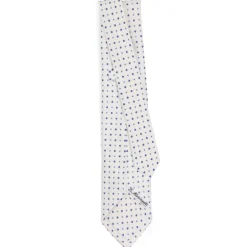 E.Marinella CRAVATTA SARTORIALE 7 PIEGHE IN SETA BIANCA Microfantasia fiore Discount