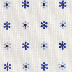 E.Marinella CRAVATTA SARTORIALE 7 PIEGHE IN SETA BIANCA Microfantasia fiore Discount