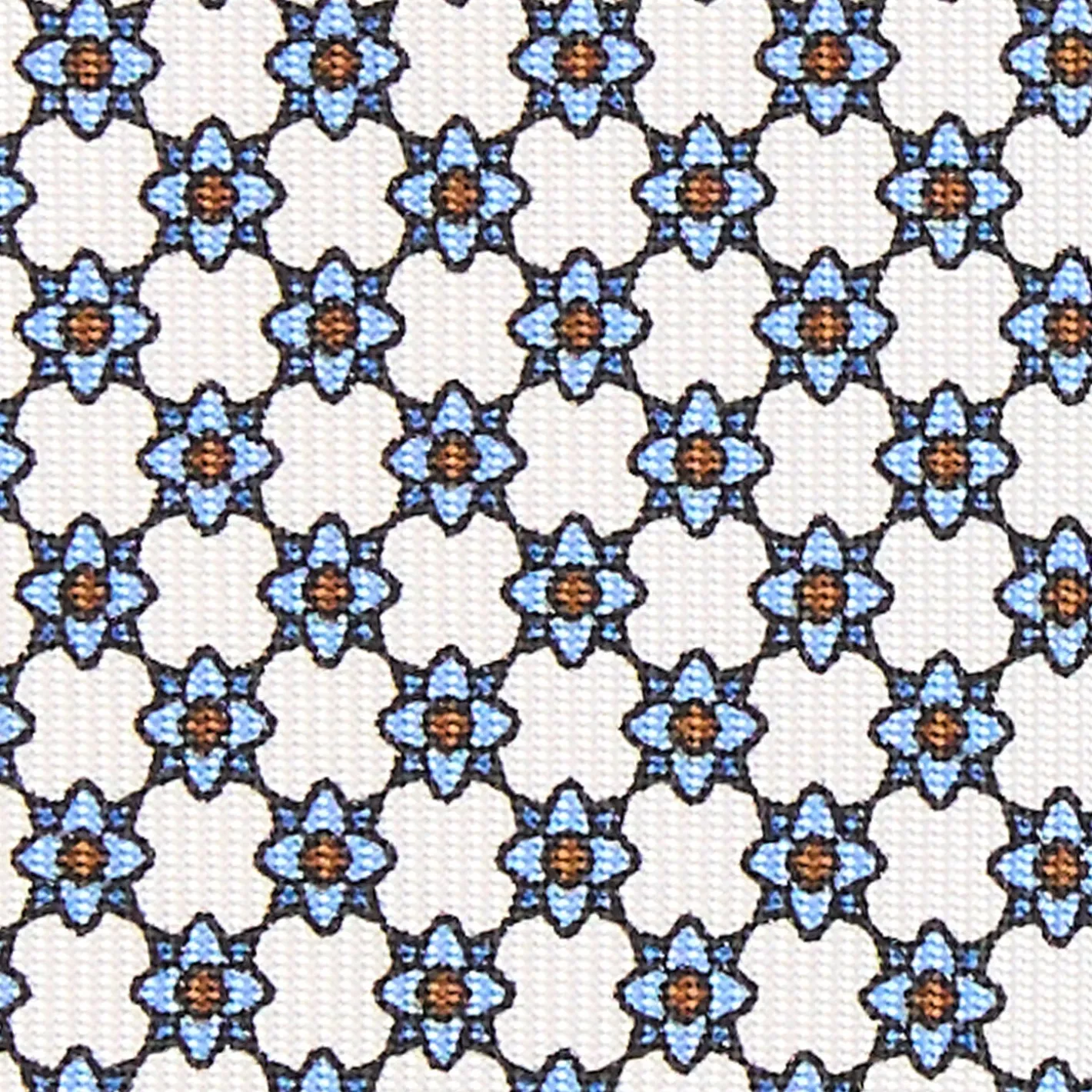 E.Marinella CRAVATTA SARTORIALE 7 PIEGHE IN SETA BIANCA Microfantasia fiore Clearance