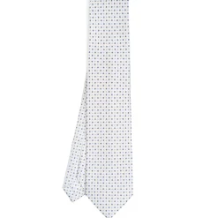 E.Marinella CRAVATTA SARTORIALE 7 PIEGHE IN SETA BIANCO Microfantasia fiore Hot