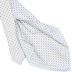 E.Marinella CRAVATTA SARTORIALE 5 PIEGHE IN SETA BIANCA Microfantasia fiore Clearance