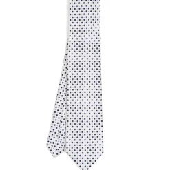 E.Marinella CRAVATTA SARTORIALE 5 PIEGHE IN SETA BIANCA Microfantasia fiore Sale