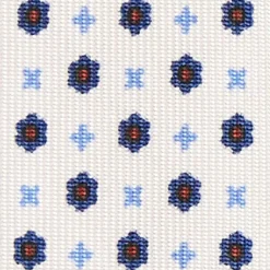 E.Marinella CRAVATTA SARTORIALE 5 PIEGHE IN SETA BIANCA Microfantasia fiore Sale